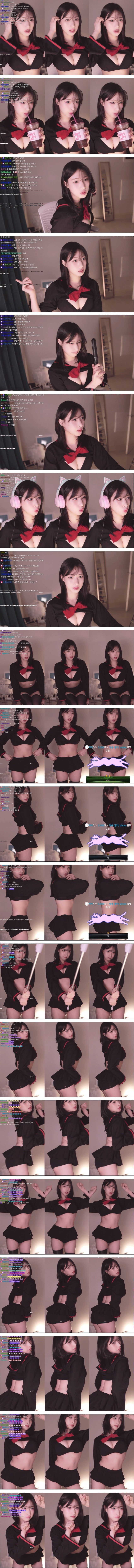 검정 브라 위로 말아올린 세라복 가슴골 노출 명아츄1_1.jpg